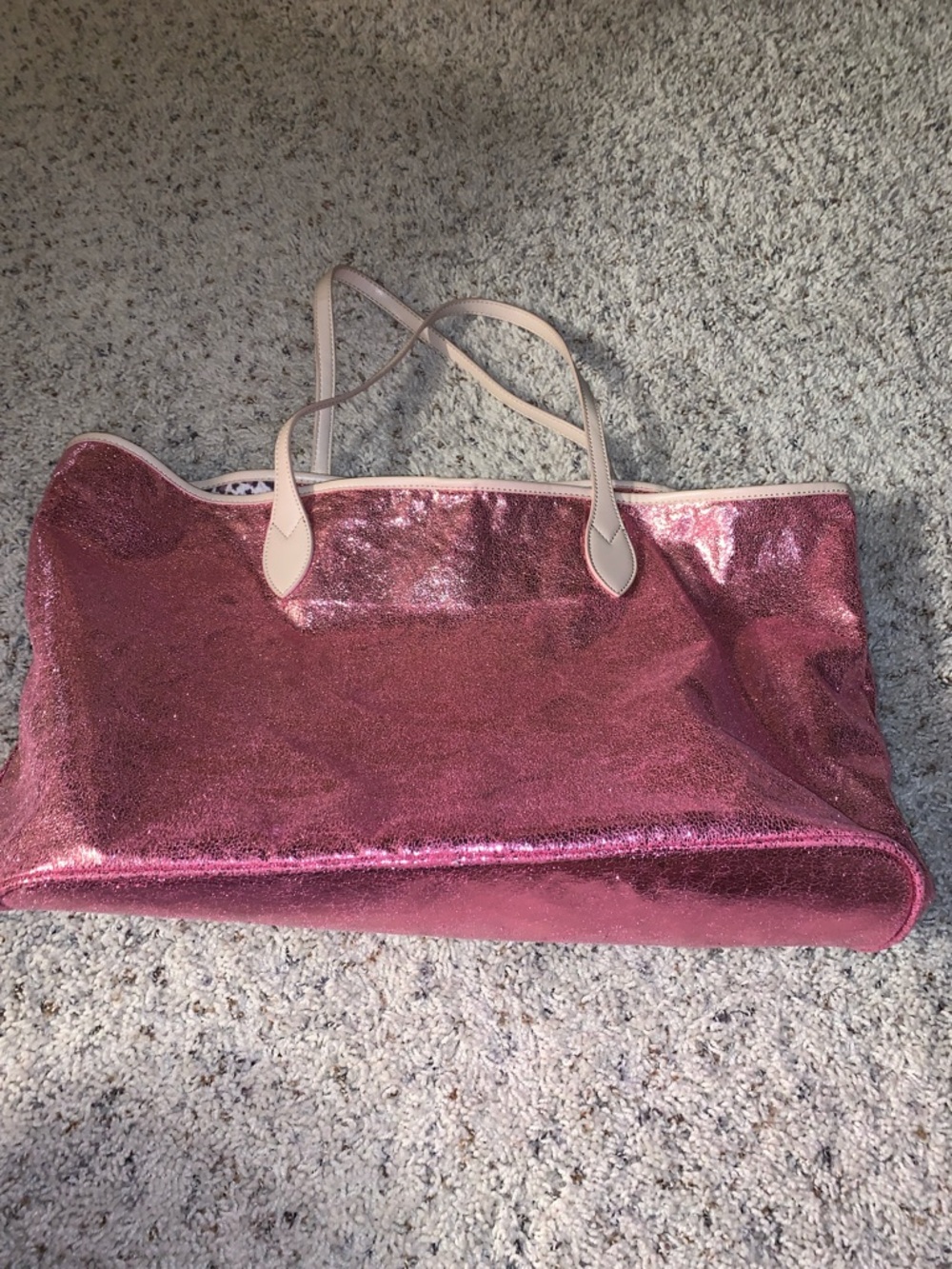 Sorial New York Shimmering Rose Pink Tote with Neutral Straps